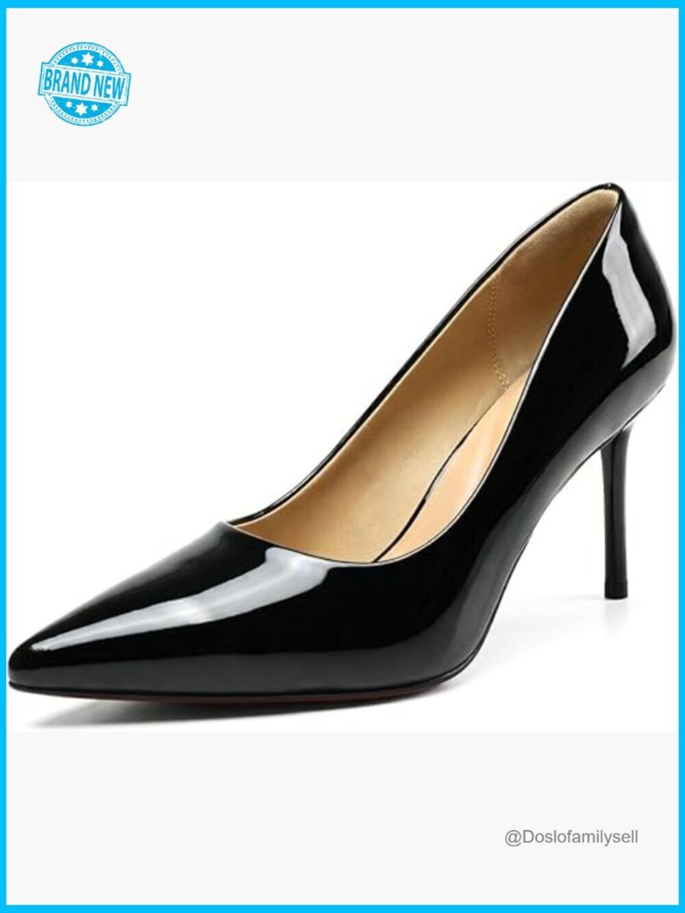 Pointed Toe Stiletto Pumps - Red Sole Patent Leather Dress Heels for Party